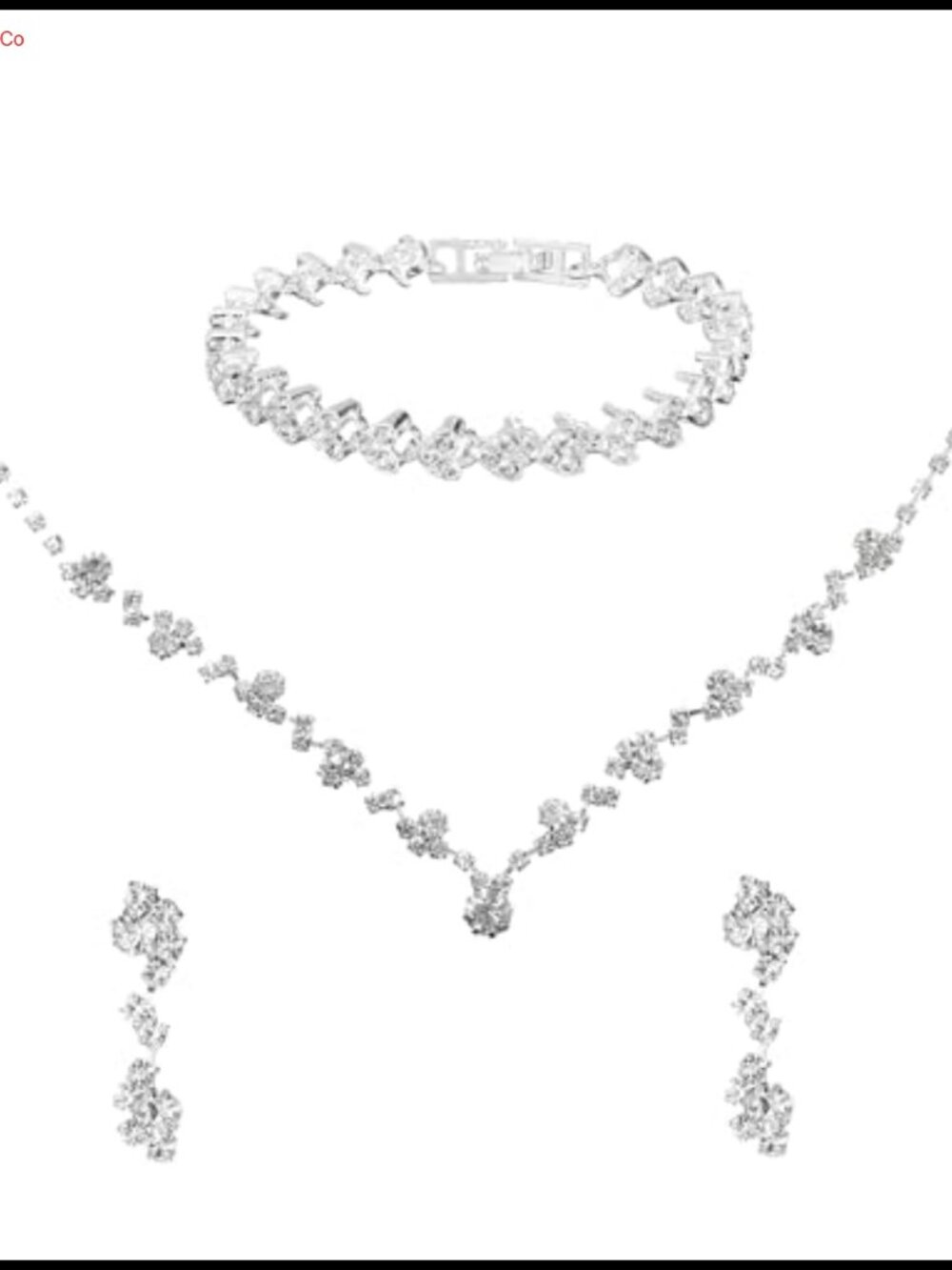 Rhinestone Crystal Jewelry Set Necklace Earrings Bracelet Wedding Prom